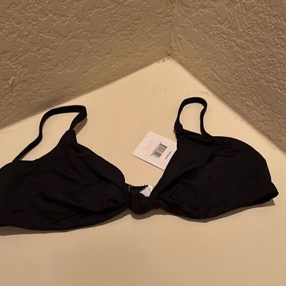 Andie Womens Size Large Santorini Swim Swimwear Bikini Top Black Front Knot NWT - Picture 1 of 6